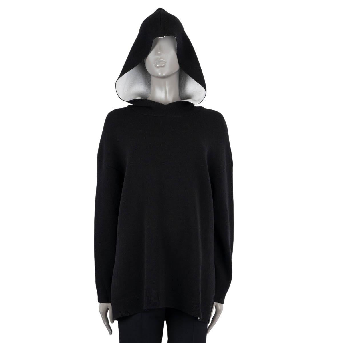 CHRISTIAN DIOR black cashmere J'ADIOR 8 HOODED Sweater 40 M For Sale 1