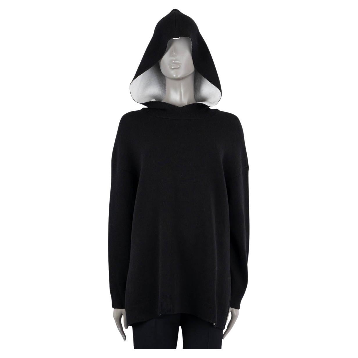 CHRISTIAN DIOR black cashmere J'ADIOR 8 HOODED Sweater 40 M For Sale