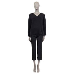 CHRISTIAN DIOR black cashmere J'ADIOR 8 V-Neck Sweater 36 XS