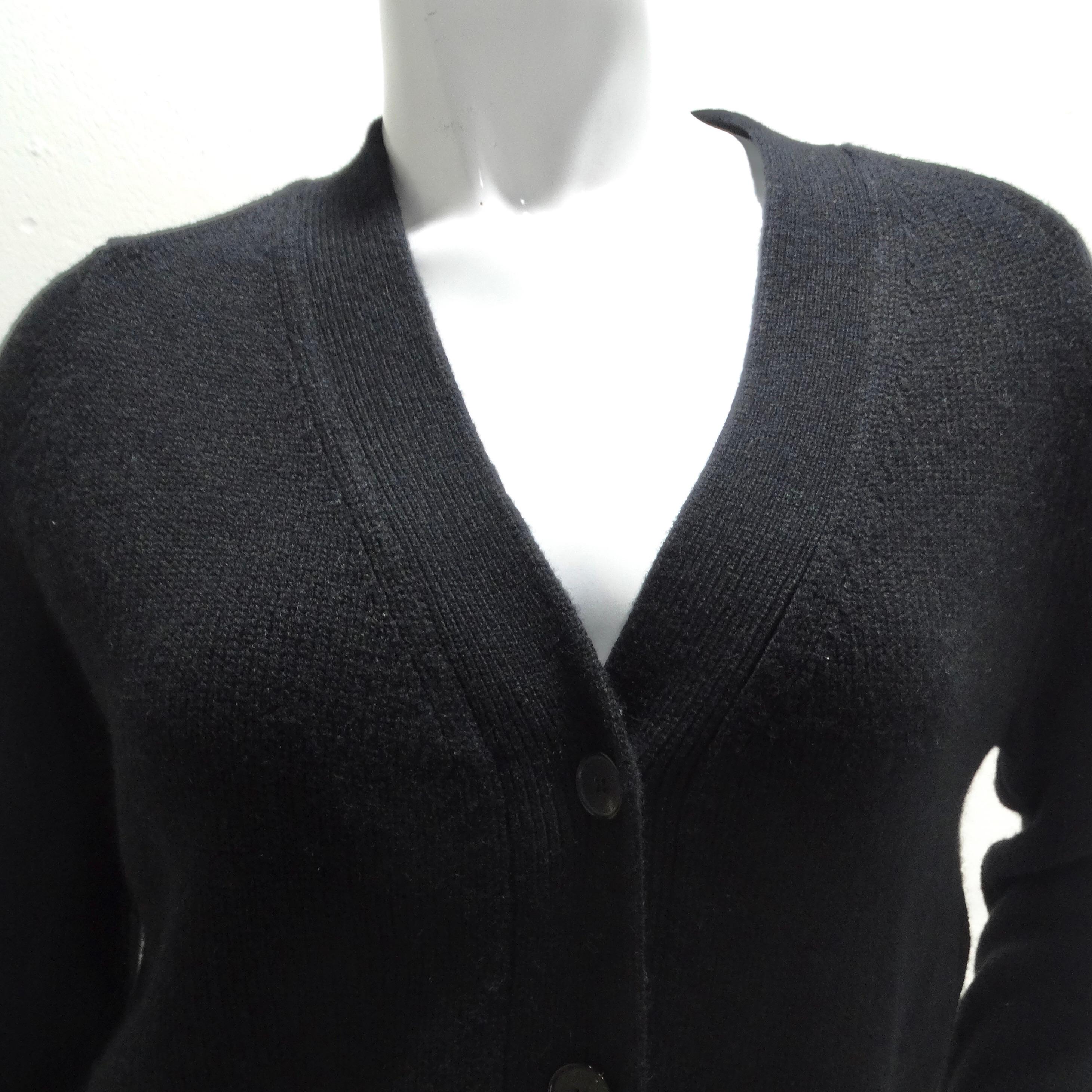Christian Dior Black Cashmere Knit Logo Cardigan In Excellent Condition In Scottsdale, AZ
