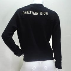 Christian Dior Black Cashmere Knit Logo Cardigan