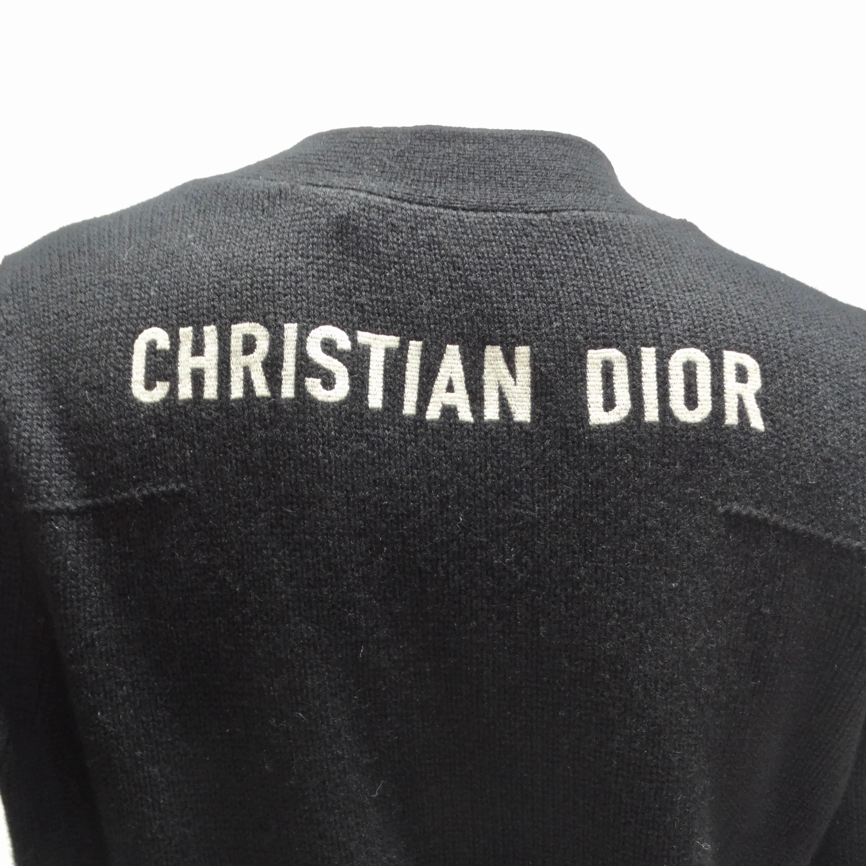 Christian Dior Black Cashmere Knit Logo Cardigan 2