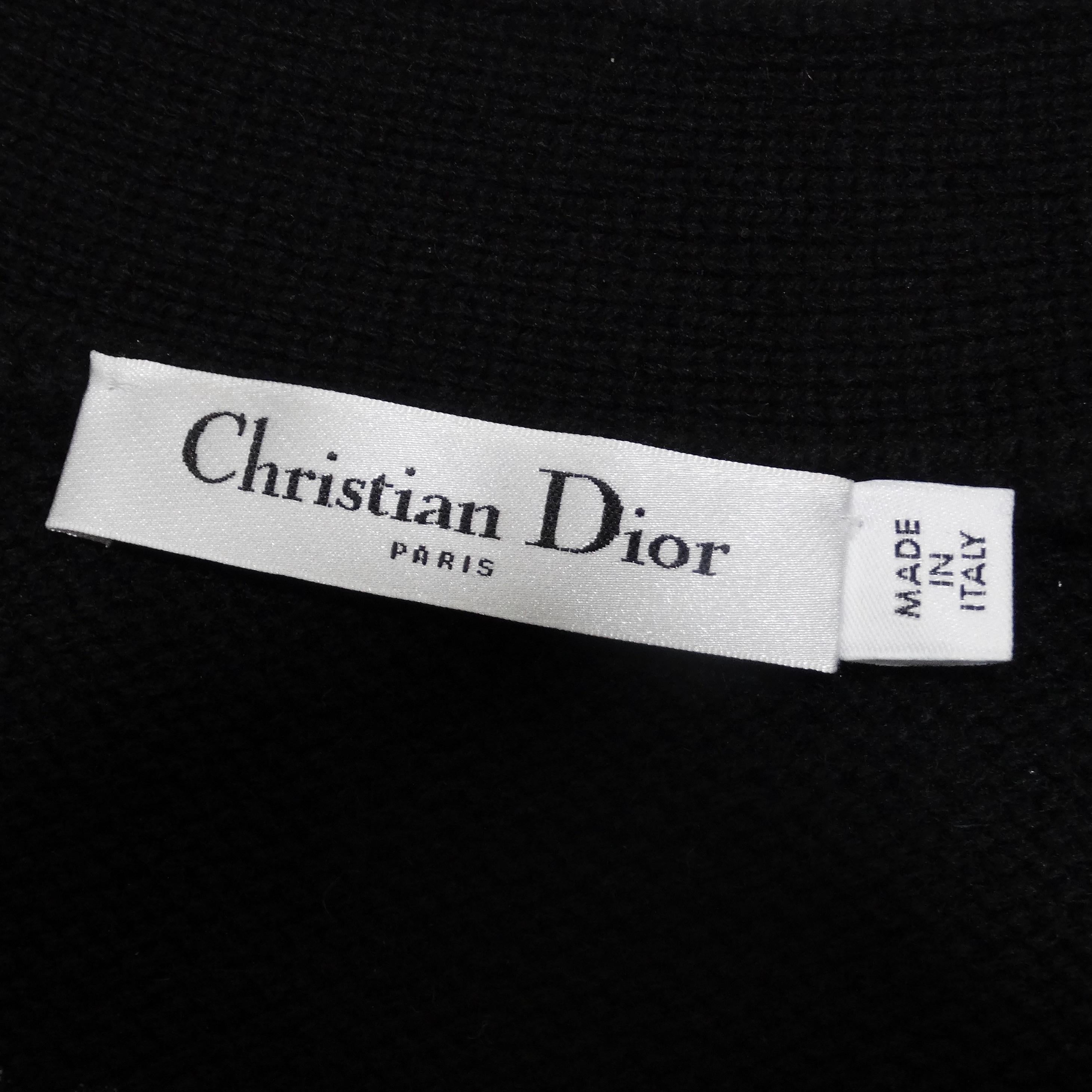 Christian Dior Black Cashmere Knit Logo Cardigan 4