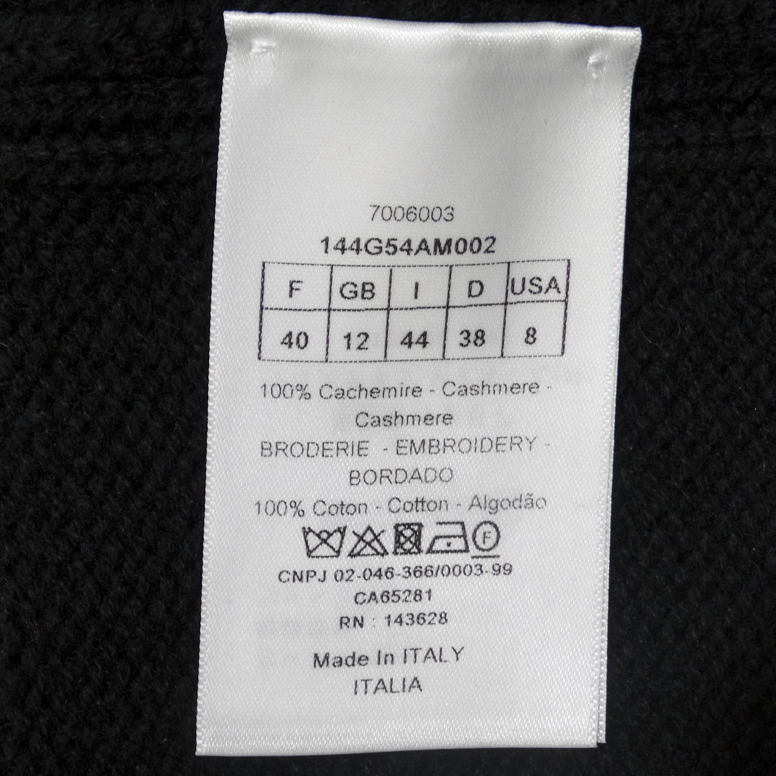 Christian Dior Black Cashmere Knit Logo Cardigan 5