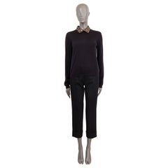 CHRISTIAN DIOR black cashmere SEQUIN COLLARED Sweater S