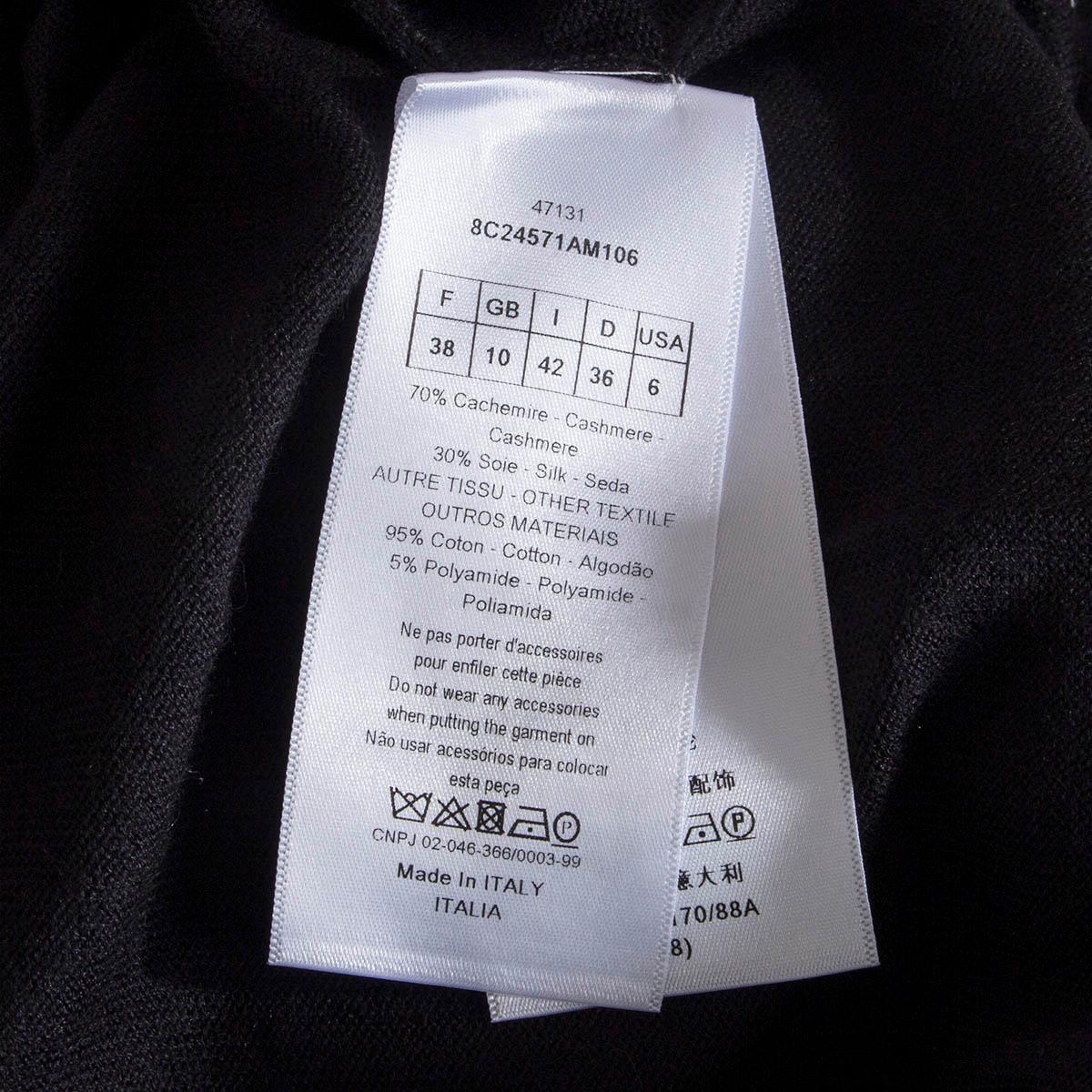 Women's CHRISTIAN DIOR black cashmere & silk 2018 CROCHET TRIM Mock Neck Sweater 38 S For Sale