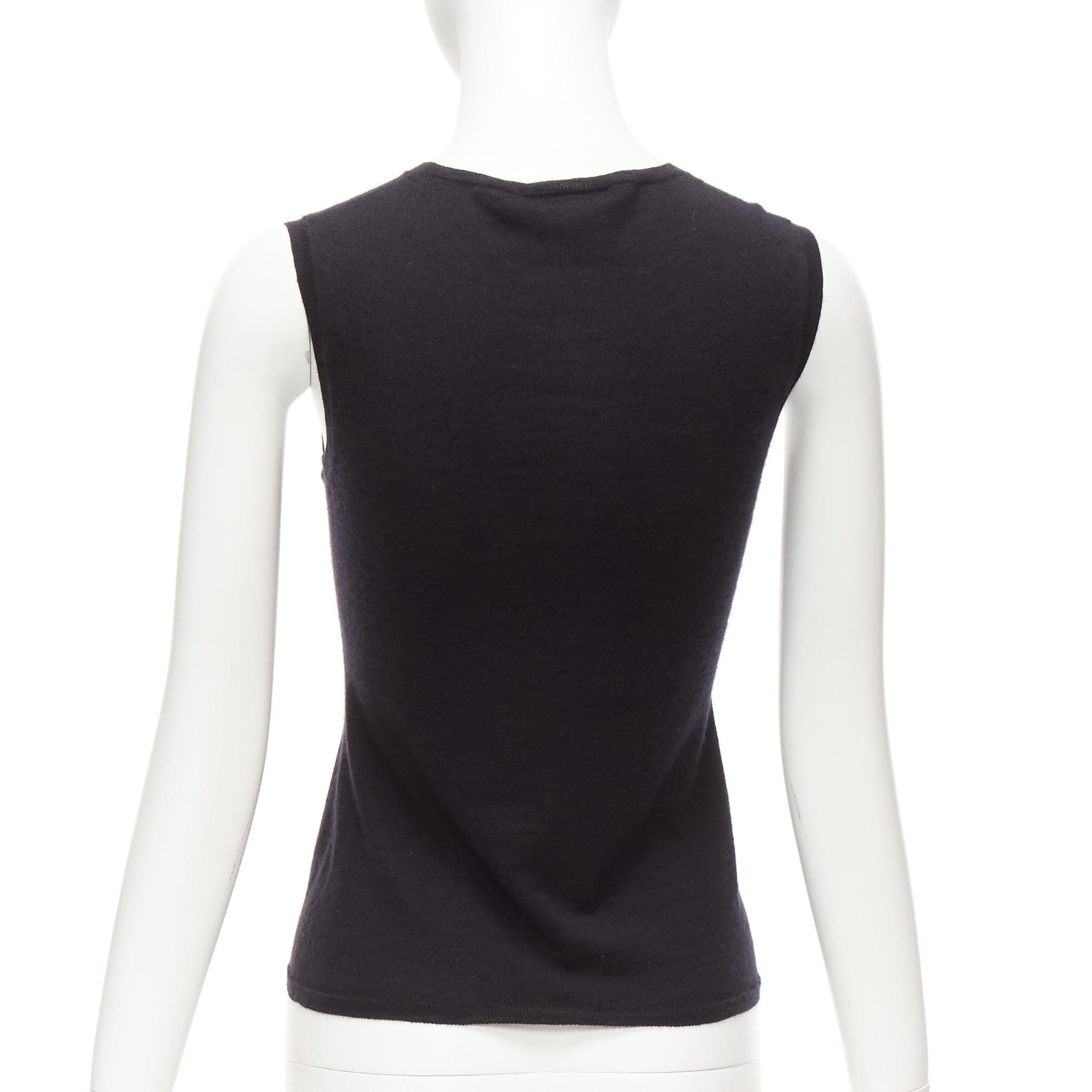 Women's CHRISTIAN DIOR black cashmere silk CD logo charm knit tank vest FR36 S For Sale