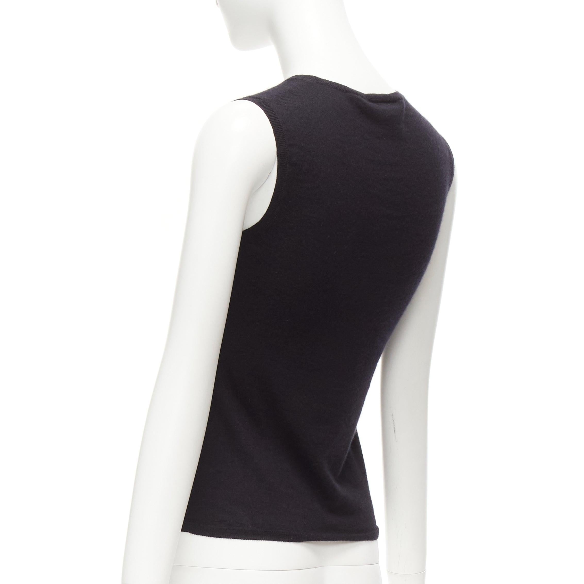 CHRISTIAN DIOR black cashmere silk CD logo charm knit tank vest FR36 S For Sale 1