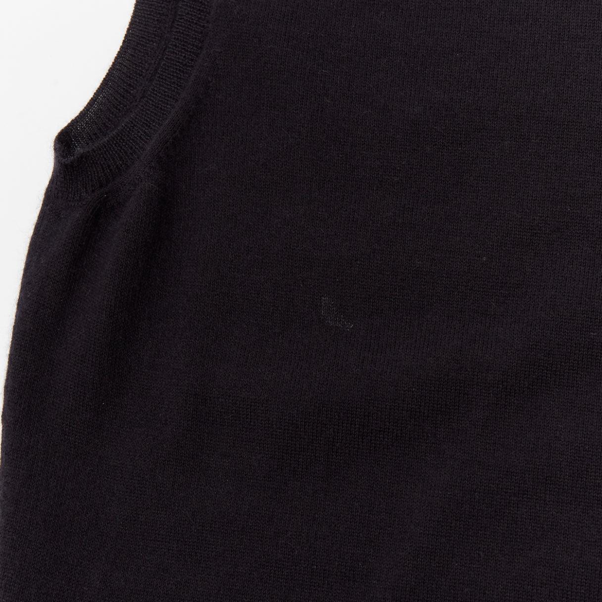 CHRISTIAN DIOR black cashmere silk CD logo charm knit tank vest FR36 S For Sale 2