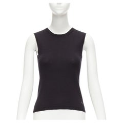 CHRISTIAN DIOR Schwarze Strickweste aus Kaschmir und Seide mit CD-Logo-Anhänger FR36 S