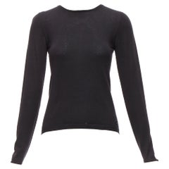 CHRISTIAN DIOR black cashmere silk silver CD logo long sleeve sweater FR34 XS