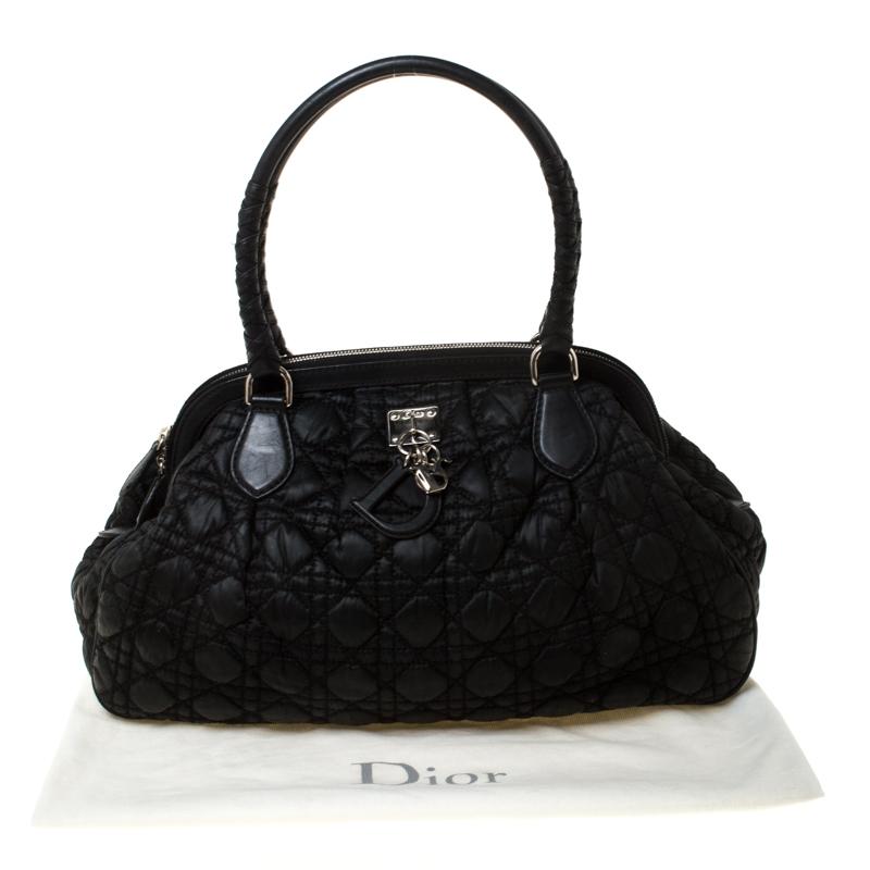 Christian Dior Black Charming Cannage Quilted Satin Doctor's Bag 9
