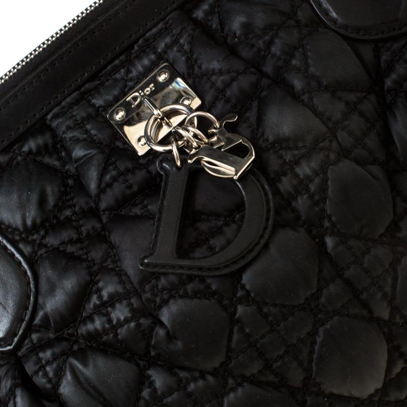Christian Dior Black Charming Cannage Quilted Satin Doctor's Bag 5