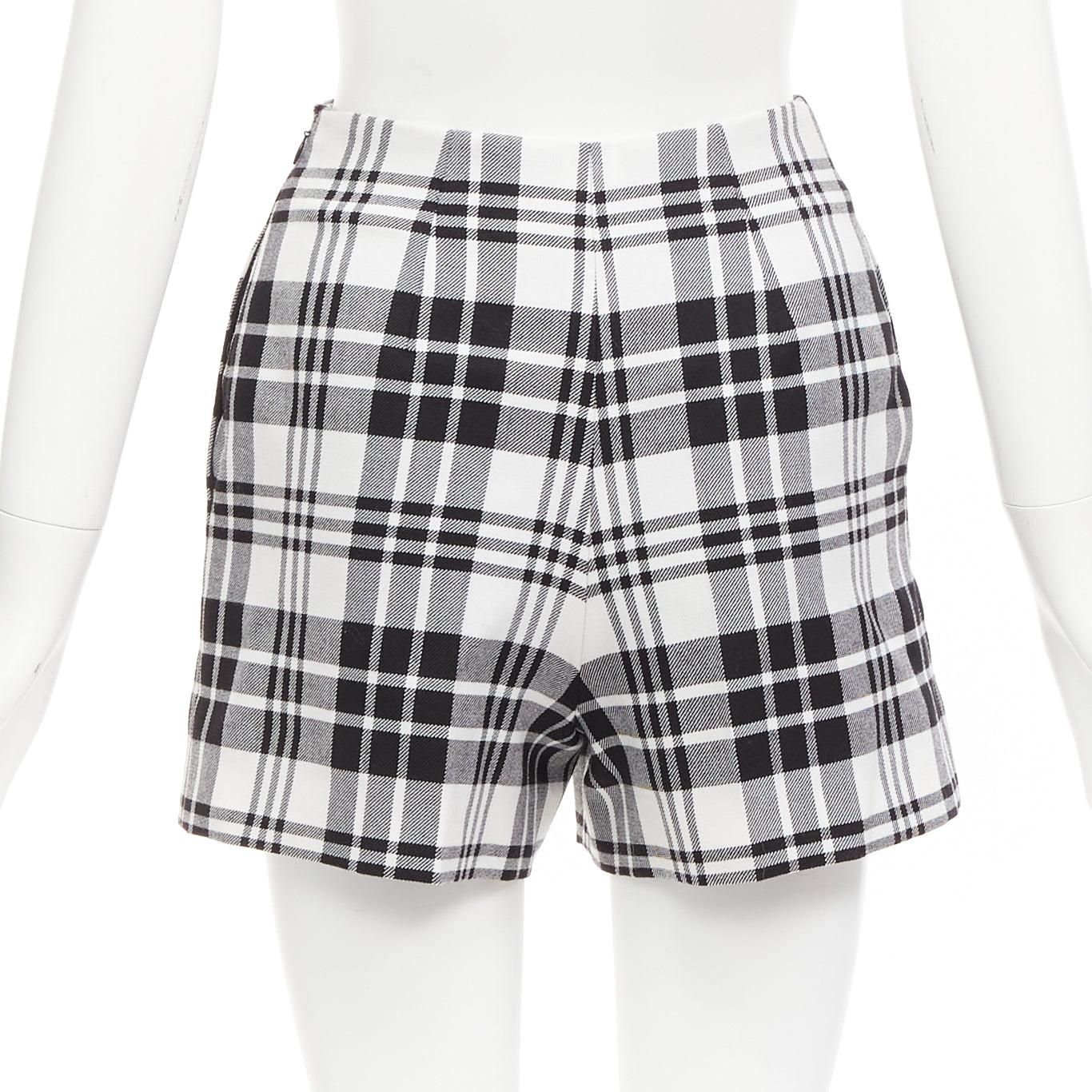 Women's CHRISTIAN DIOR black checked virgin wool high waisted shorts FR32 XXS For Sale