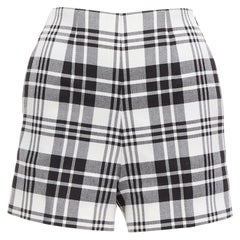 CHRISTIAN DIOR black checked virgin wool high waisted shorts FR32 XXS