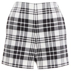 CHRISTIAN DIOR black checked virgin wool high waisted shorts FR32 XXS