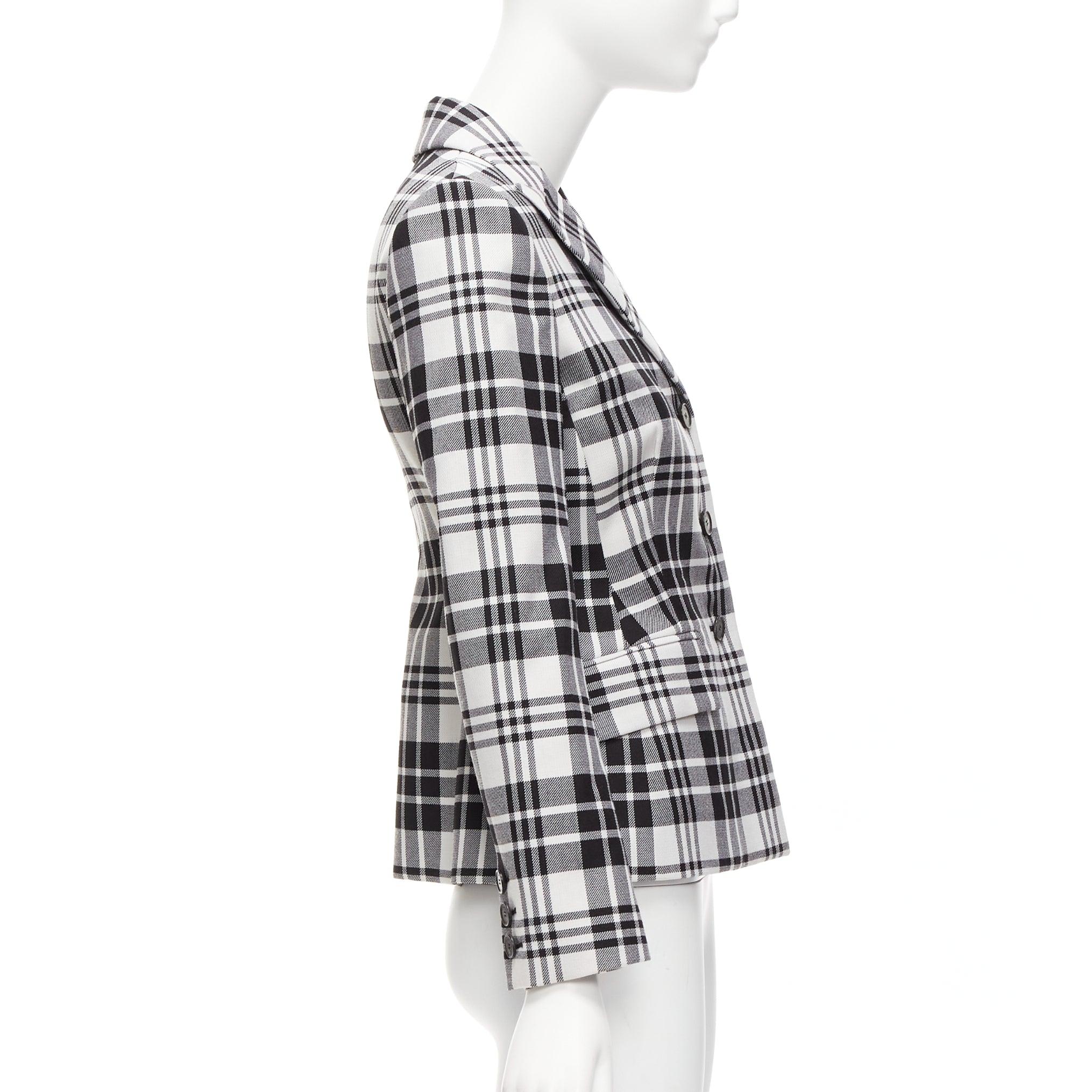 CHRISTIAN DIOR black checked virgin wool signature bar jacket blazer FR34 XS For Sale 1