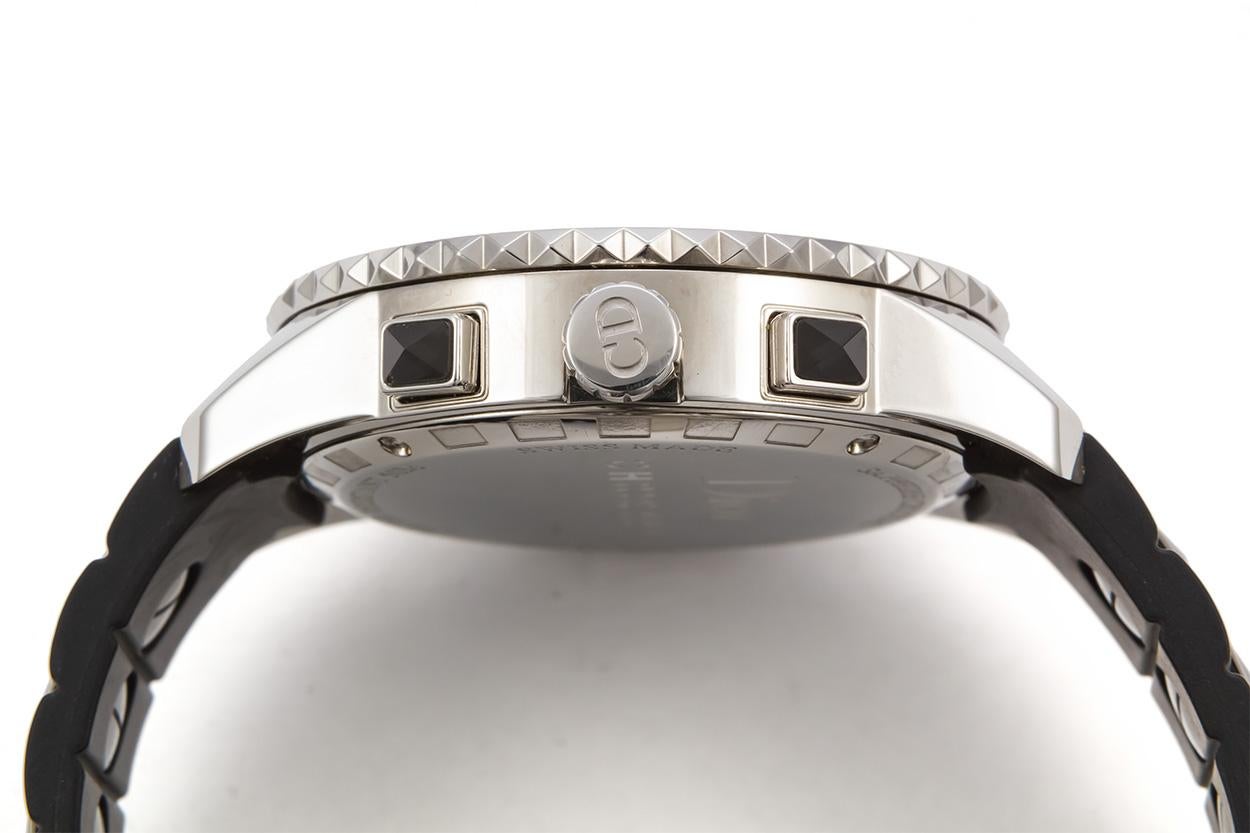 Round Cut Christian Dior Black Christal Chronograph Quartz Watch CD114317R001