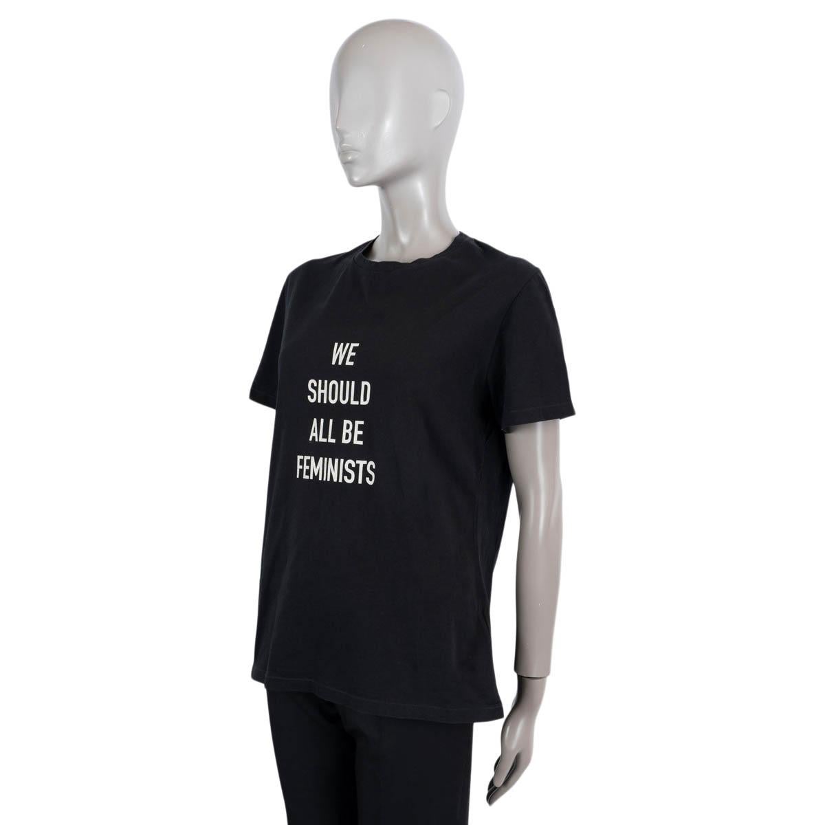 CHRISTIAN DIOR black cotton 2017 WE SHOULD ALL BE FEMINIST T-Shirt Shirt L For Sale at 1stDibs