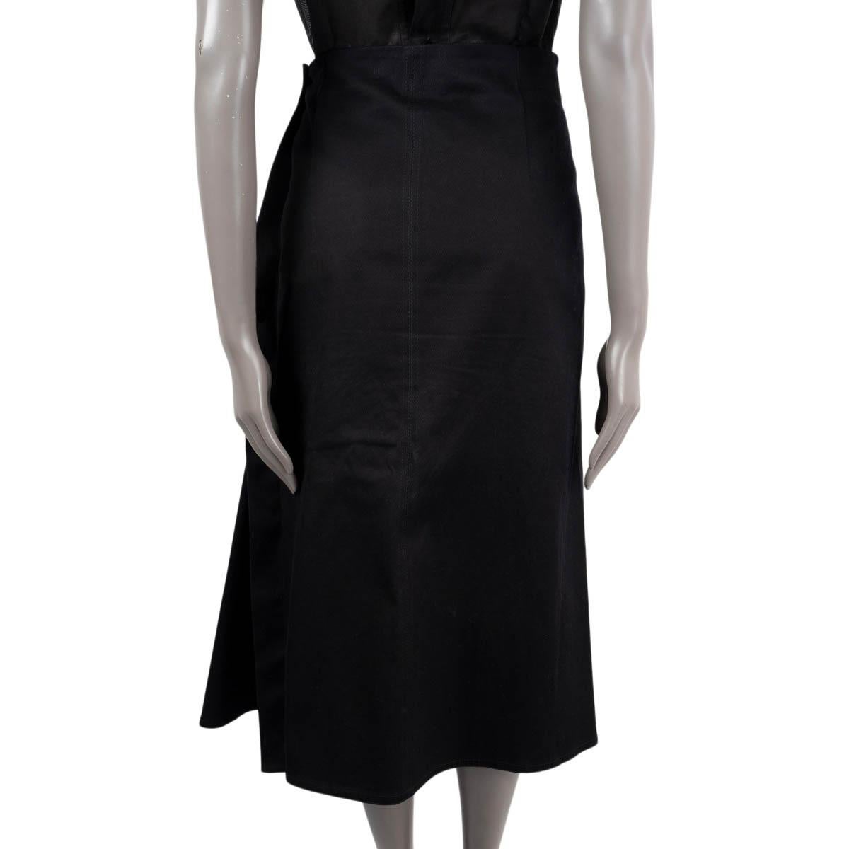 CHRISTIAN DIOR black cotton 2019 ASYMMETRIC PLEATED MIDI Skirt 36 XS ...