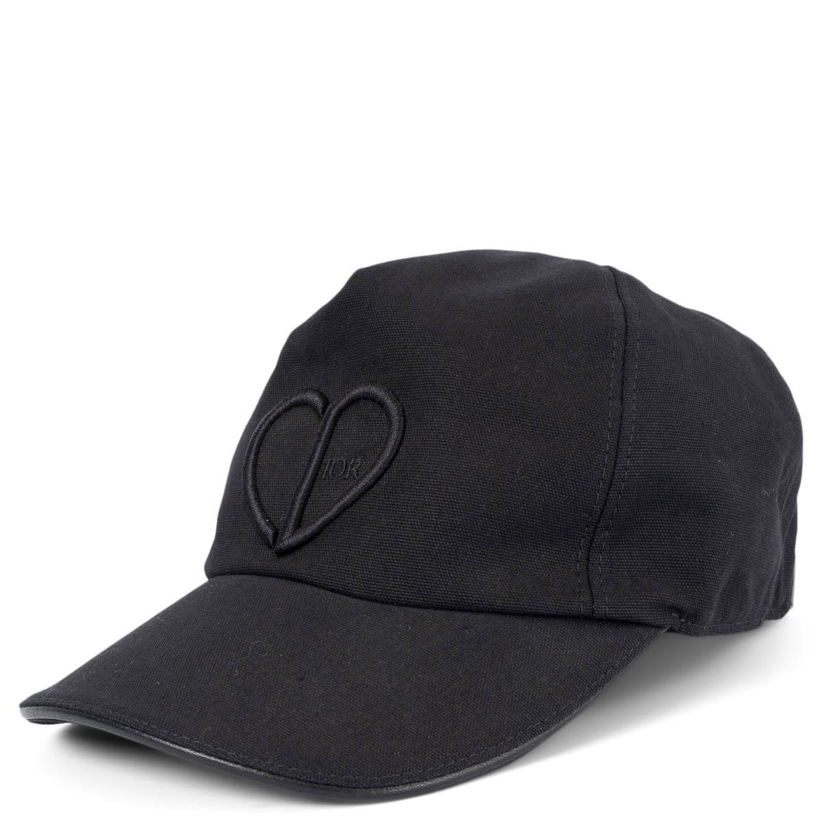 CHRISTIAN DIOR black cotton D-PLAYER CD HEART Baseball Cap Hat M For Sale