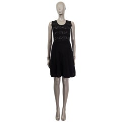 CHRISTIAN DIOR black cotton SEQUIN EMBELLISHED Sleeveless Knit Dress 38 S