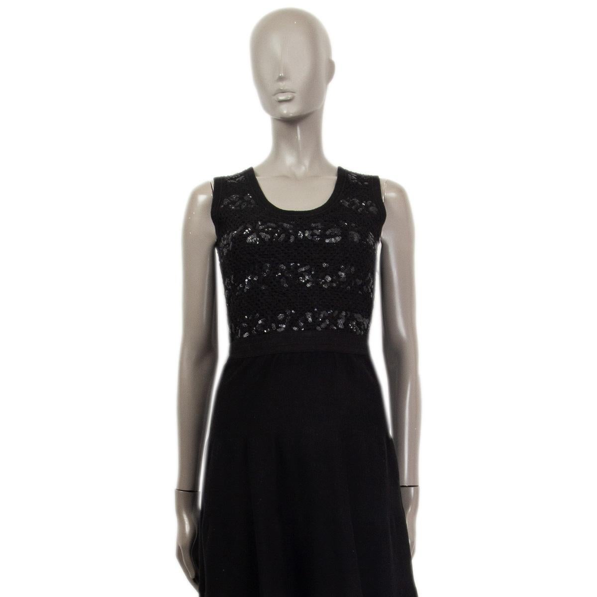Black CHRISTIAN DIOR black cotton SEQUIN EMBELLISHED Sleeveless Knit Dress 38 S For Sale