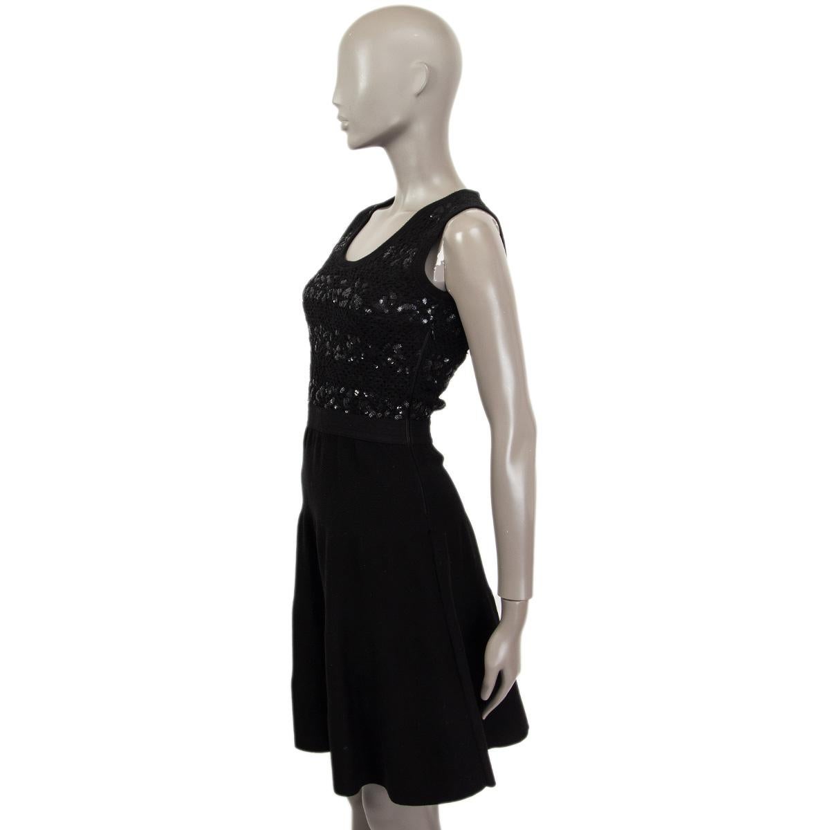 Women's CHRISTIAN DIOR black cotton SEQUIN EMBELLISHED Sleeveless Knit Dress 38 S For Sale