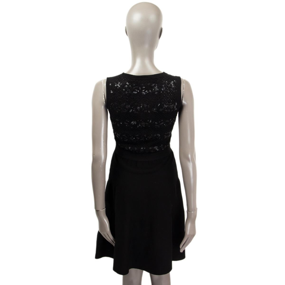 CHRISTIAN DIOR black cotton SEQUIN EMBELLISHED Sleeveless Knit Dress 38 S For Sale 1