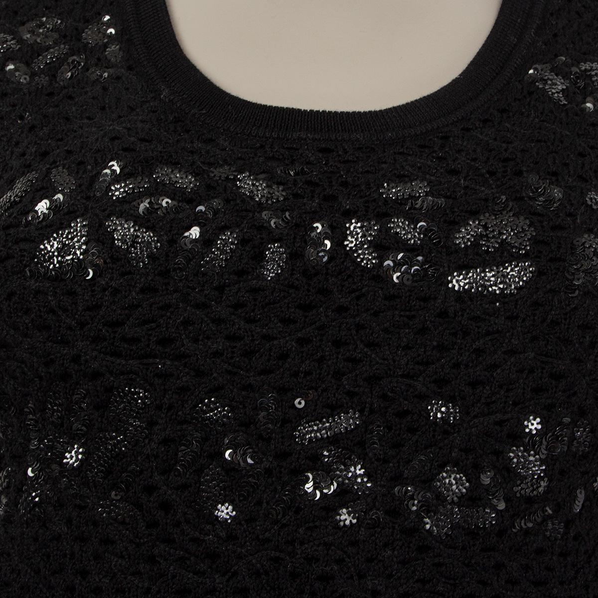 CHRISTIAN DIOR black cotton SEQUIN EMBELLISHED Sleeveless Knit Dress 38 S For Sale 2
