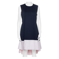 Christian Dior Black Cotton Sleeveless Contrast Hem Detail Dress M