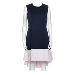 Christian Dior Black Cotton Sleeveless Contrast Hem Detail Dress M