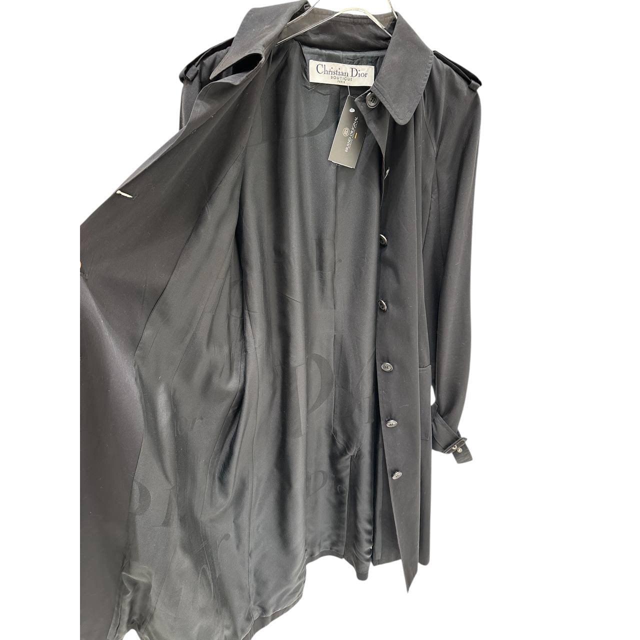 Christian Dior Black Cotton Trench Coat - Size 44 (Schwarz) im Angebot