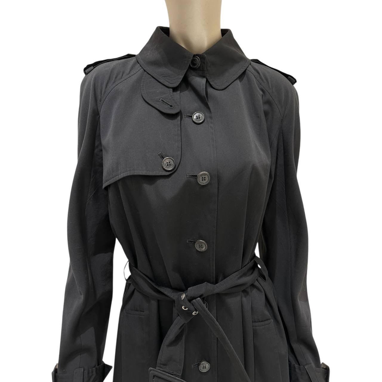 Christian Dior Black Cotton Trench Coat - Size 44 im Zustand „Hervorragend“ im Angebot in Krakow, PL