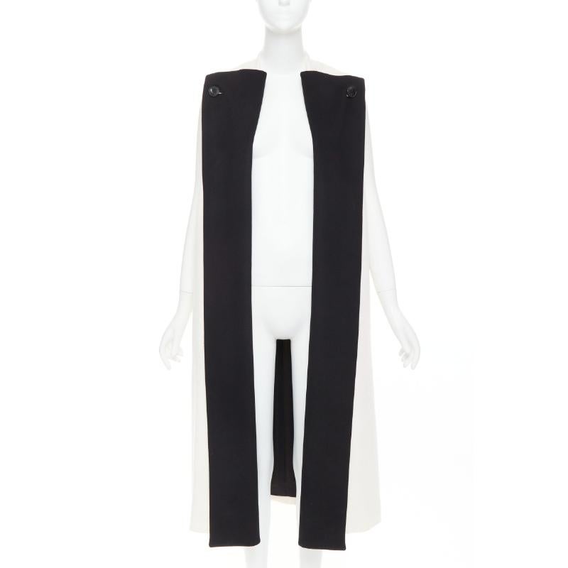 CHRISTIAN DIOR black cream double cashmere bicolor silk lined coat vest FR36 S (Schwarz) im Angebot