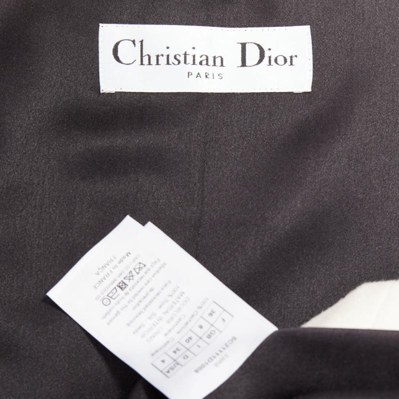 CHRISTIAN DIOR black cream double cashmere bicolor silk lined coat vest FR36 S im Angebot 3