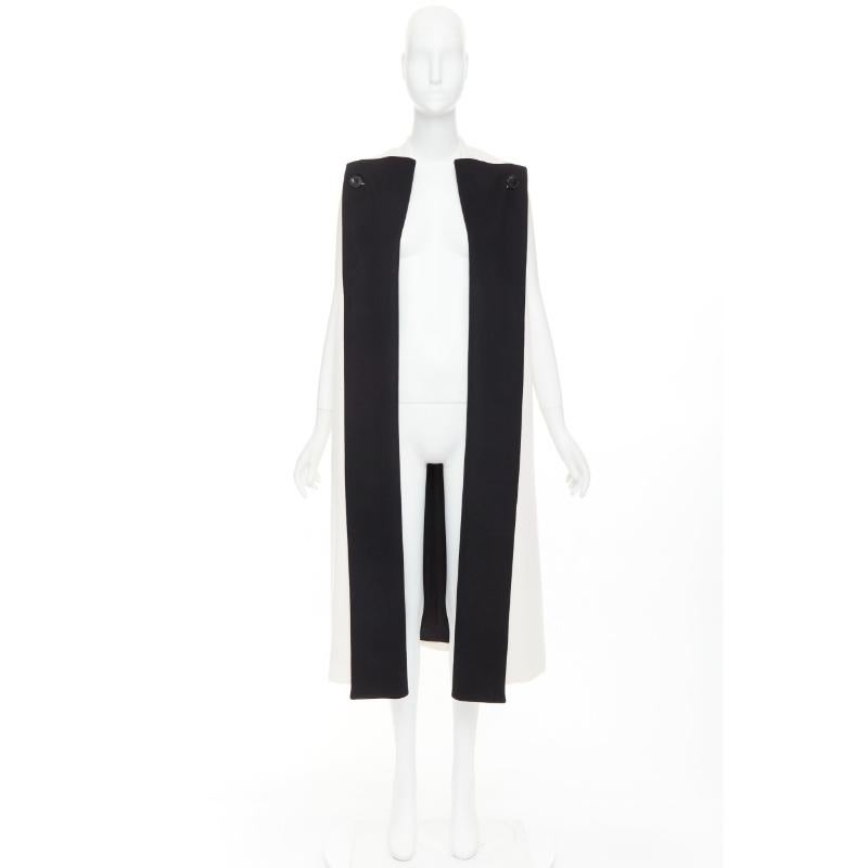 CHRISTIAN DIOR black cream double cashmere bicolor silk lined coat vest FR36 S im Angebot 4