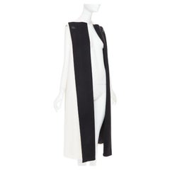CHRISTIAN DIOR black cream double cashmere bicolor silk lined coat vest FR36 S