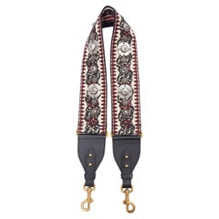 CHRISTIAN DIOR negro crema étnico adornado bolso ancho correa
