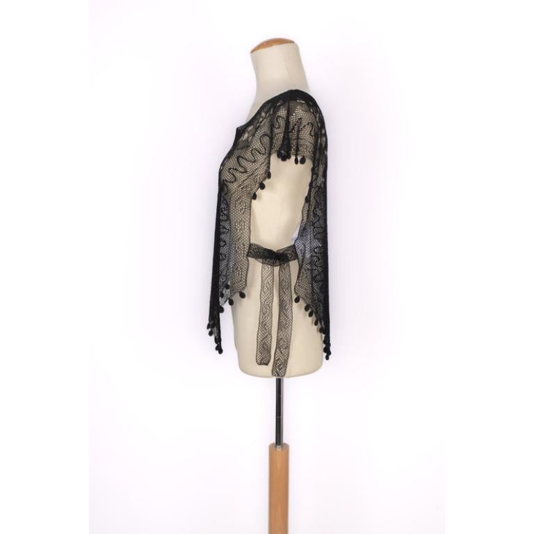 Christian Dior Black Crocheted Silk Hemstitched Top, 2025 In Excellent Condition In SAINT-OUEN-SUR-SEINE, FR