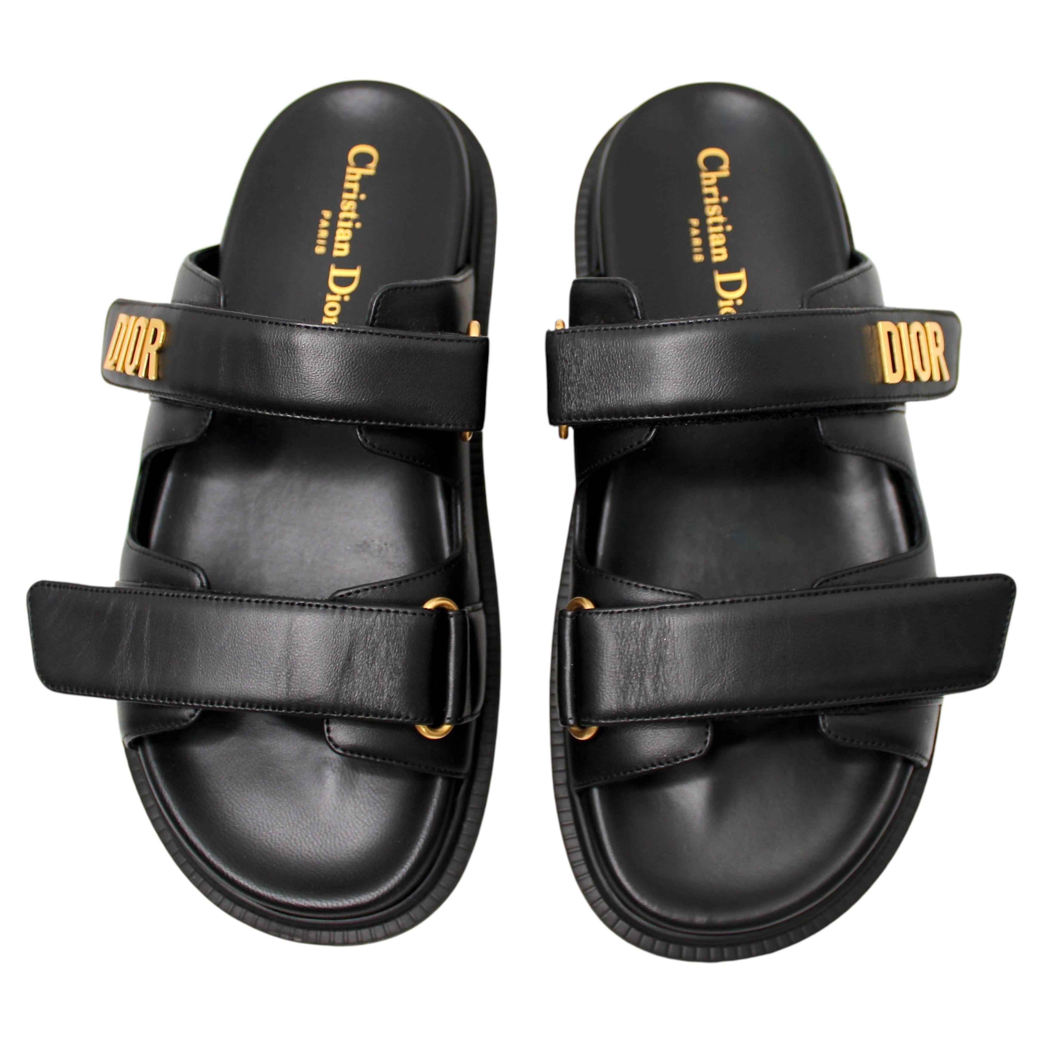 Christian Dior Nero Dioract Pelle d'agnello Scivoli con velcro in vendita