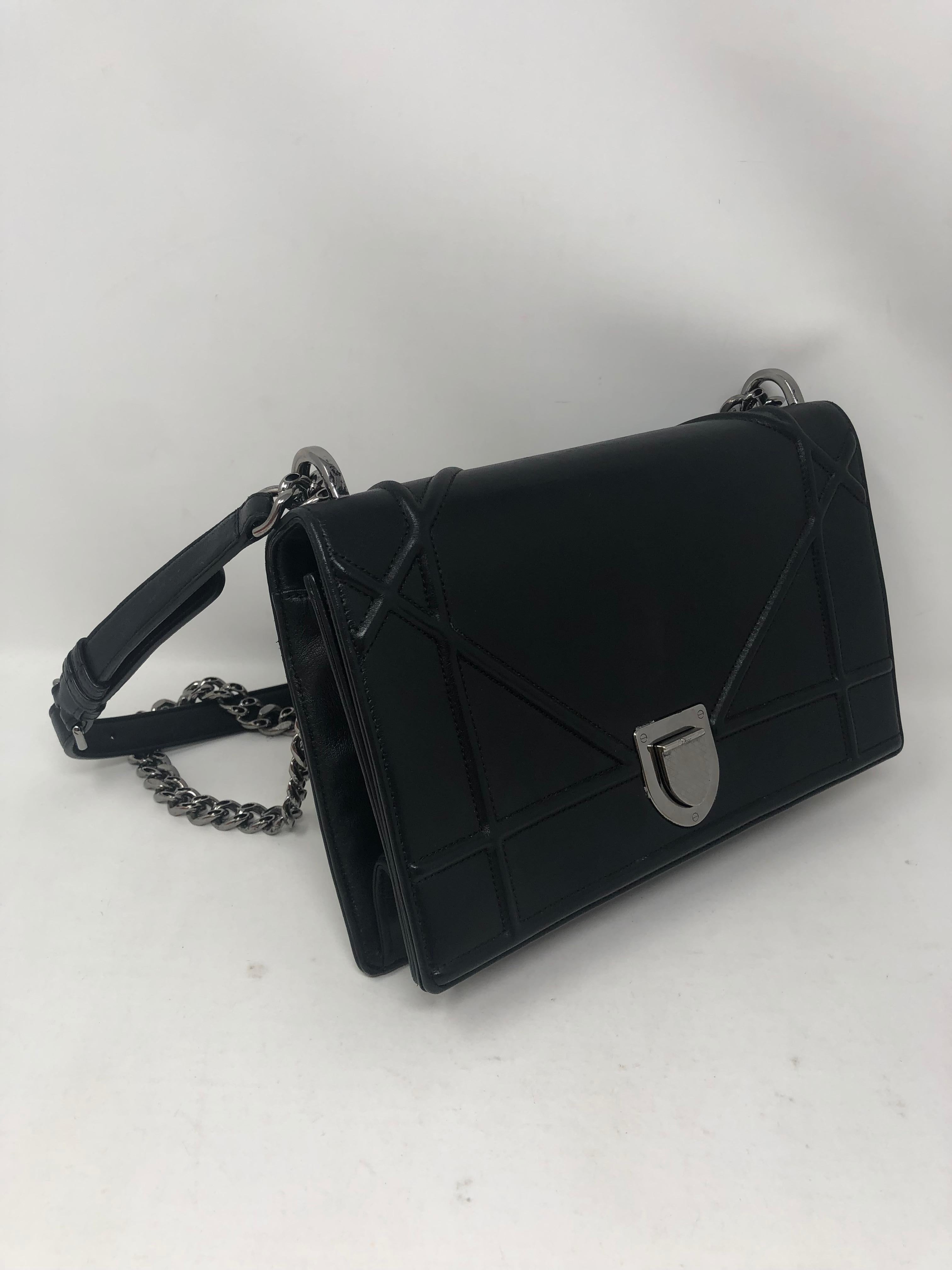 Christian Dior Black Diorama Bag. Beautiful black leather bag than can be worn on the shoulder or crossbody. 