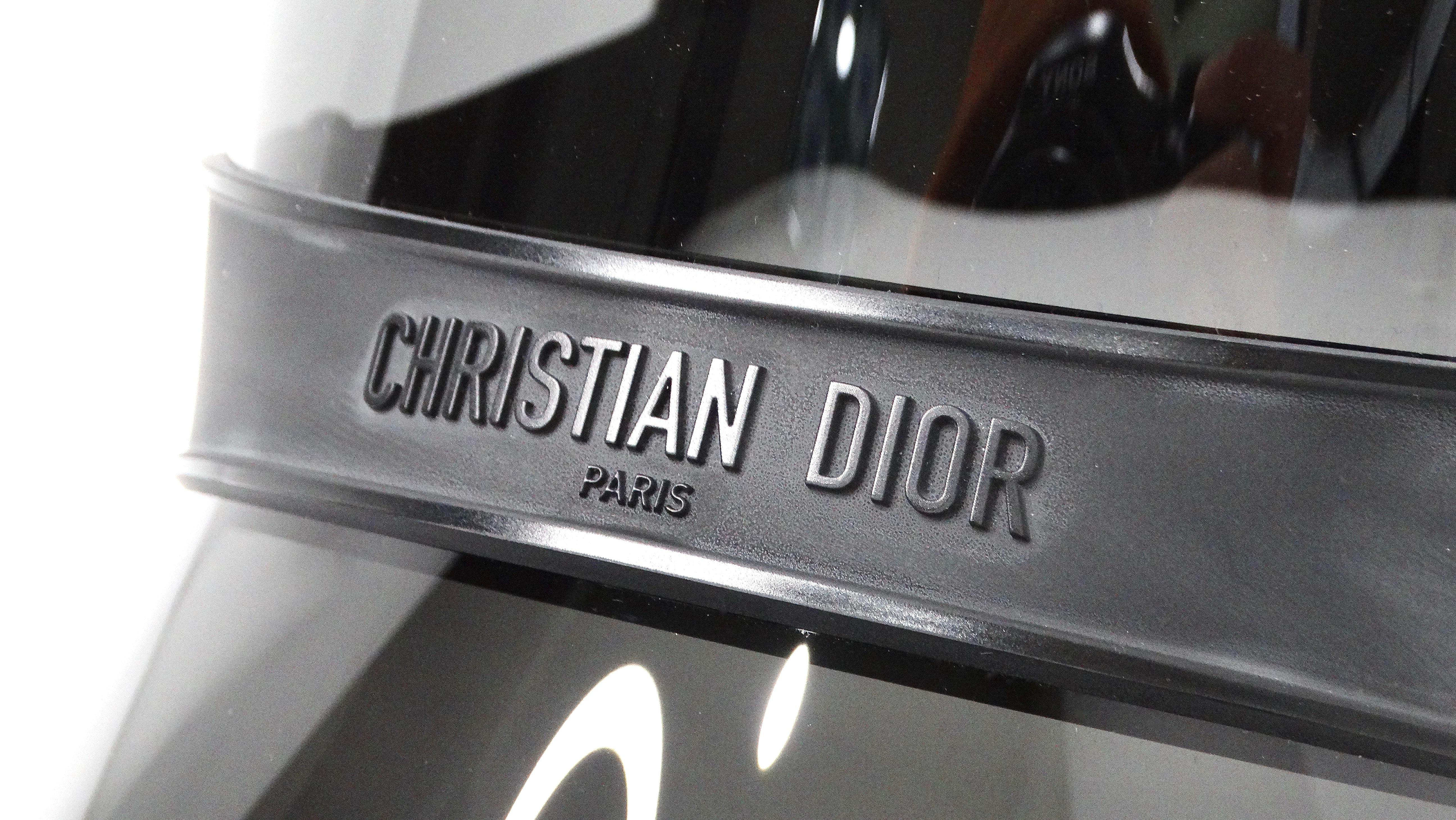 Christian Dior Black DiorClub V1U Mirrored Sun Visor In Good Condition For Sale In Scottsdale, AZ