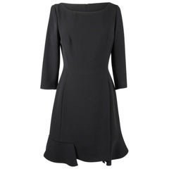Christian Dior Black Dress Ruffle Hem 3/4 Sleeve 8