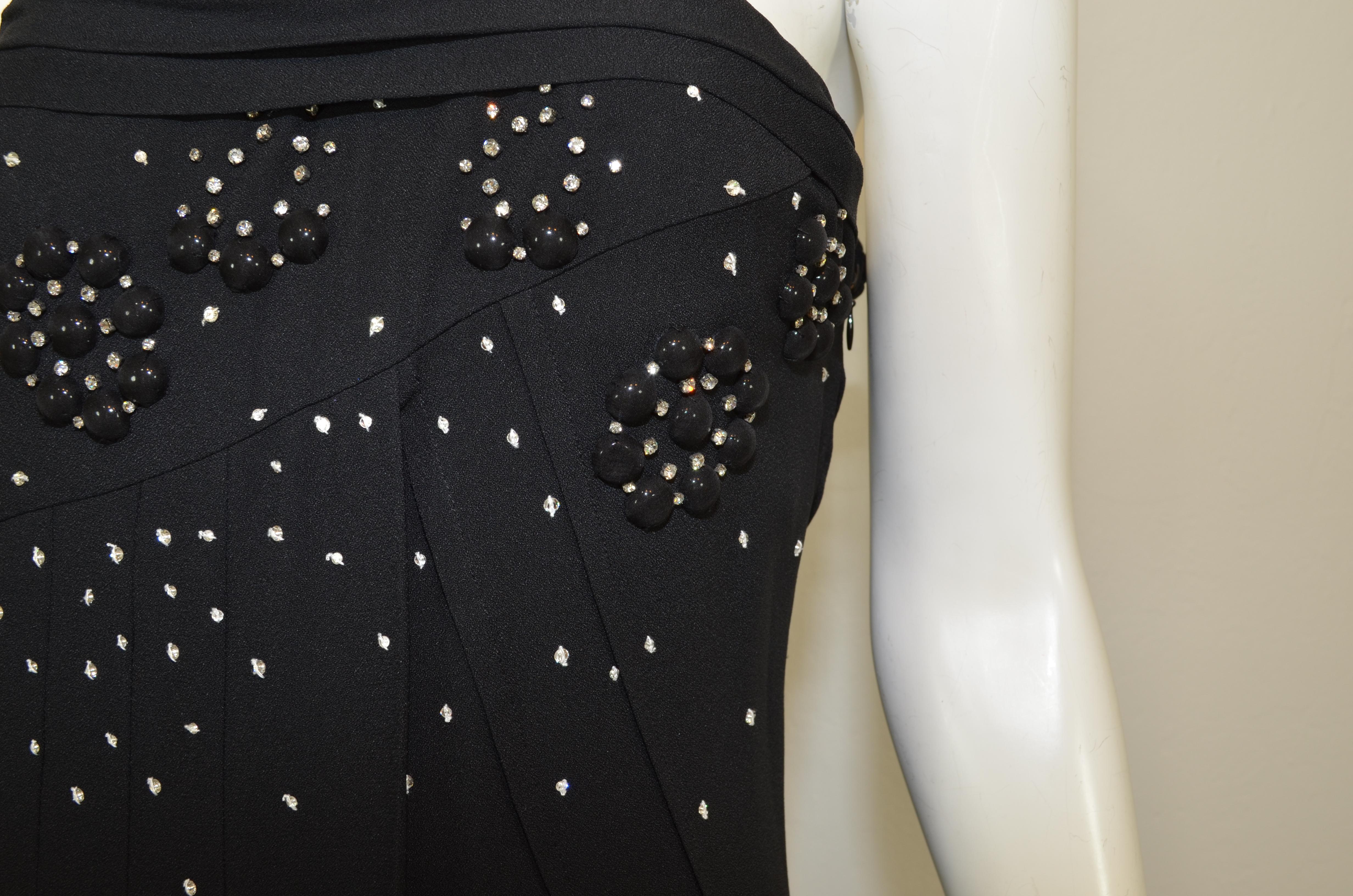 Christian Dior Black Embellished Strapless Dress In Excellent Condition In Carmel, CA