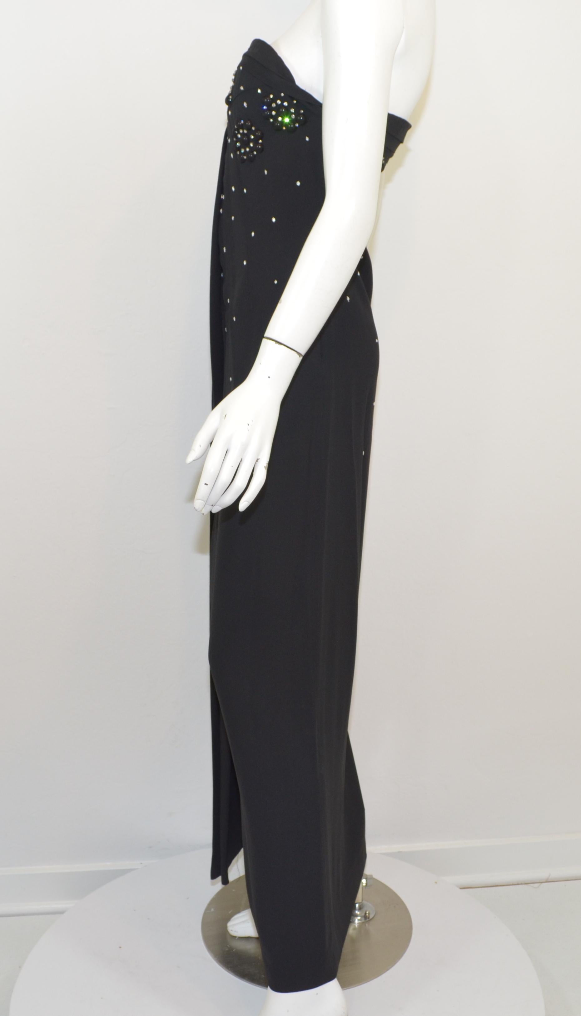 Women's Christian Dior Black Embellished Strapless Dress