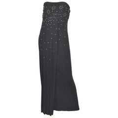 Christian Dior Black Embellished Strapless Dress