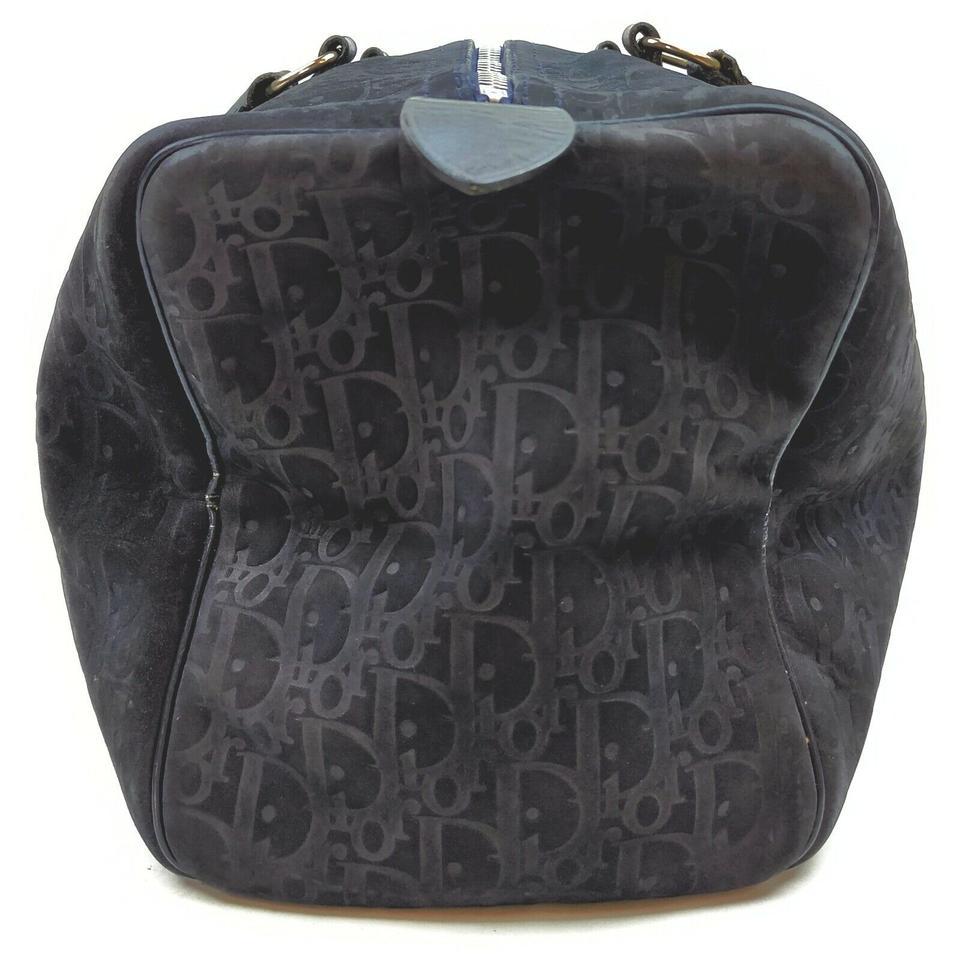 Christian Dior Black Embossed Suede Monogram Trotter Boston Bag  862031 7