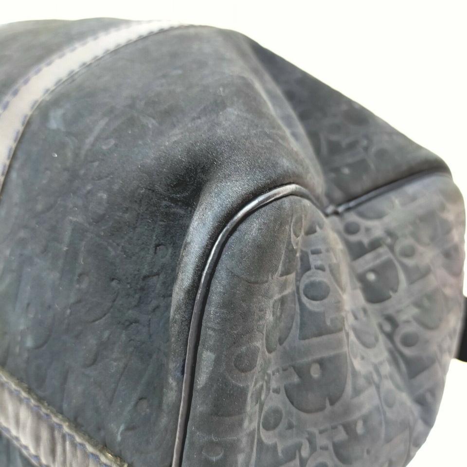 Christian Dior Black Embossed Suede Monogram Trotter Boston Bag  862031 8