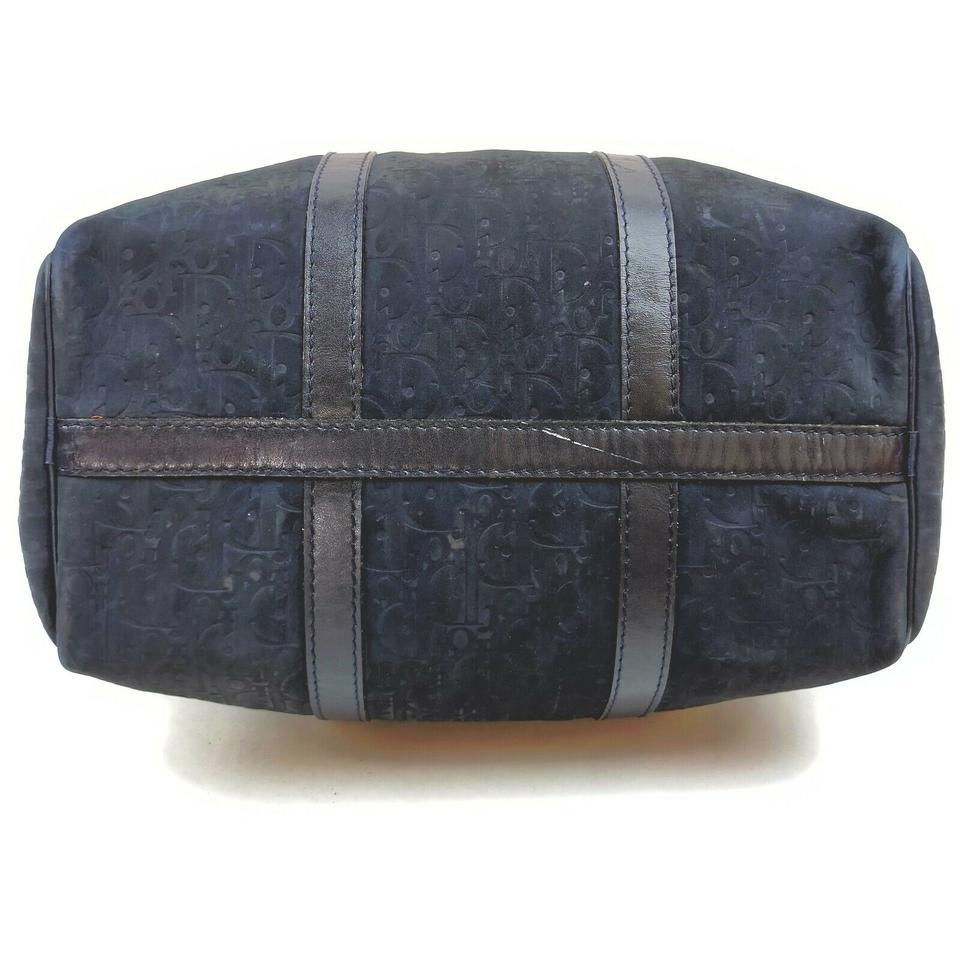Christian Dior Black Embossed Suede Monogram Trotter Boston Bag  862031 2